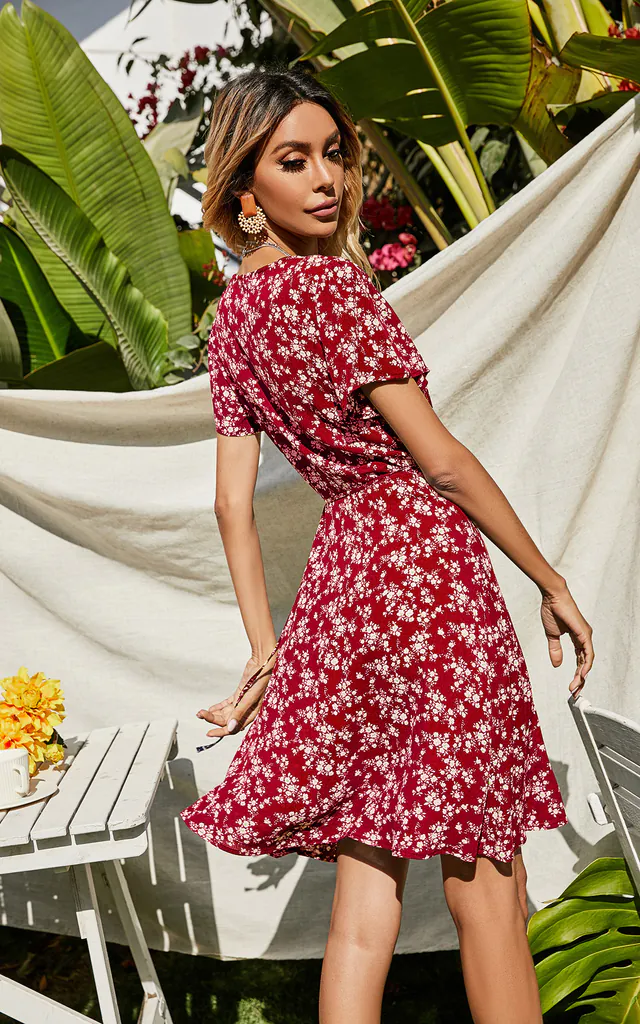 red and white boho dress Zapaka Women Red White Satin Maxi Polka Dots Dress Spaghetti Straps Deep V-Neck A Line Vintage Summer Dress, Red White Dot / AU12