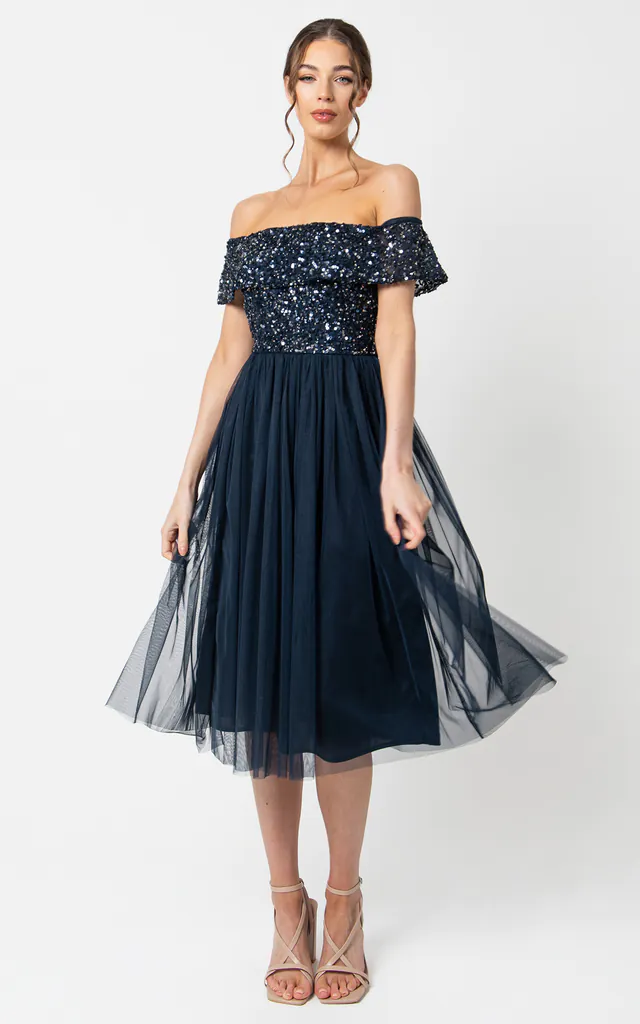 maya bridesmaid dress navy Navy Stripe Embellished Bridesmaid Maxi Dress With Sash Belt | Maya Deluxe