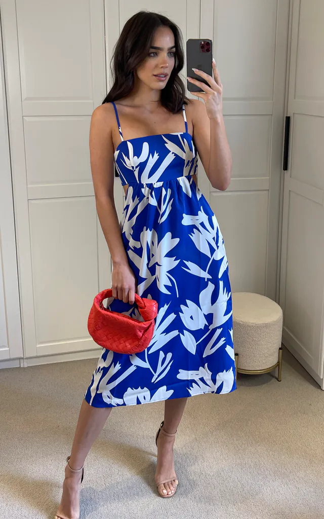 Floral cami midi dress in blue and white Floral cami midi dress in blue and white