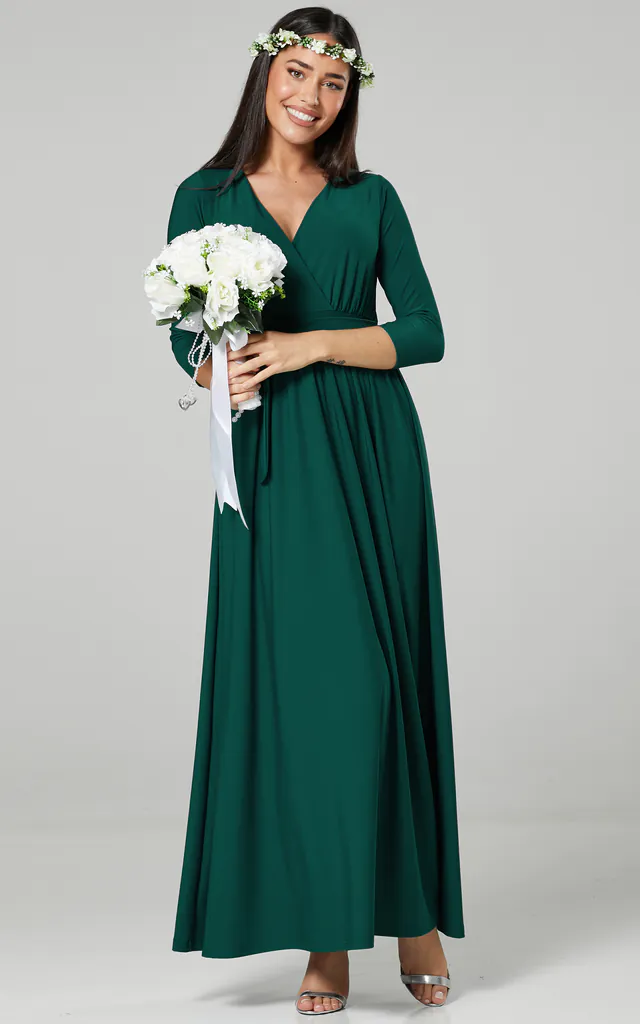Maternity Nursing Wedding Guest Maxi Green Dress | Happy Mama | SilkFred Maternity Nursing Wedding Guest Maxi Green Dress | Happy Mama | SilkFred