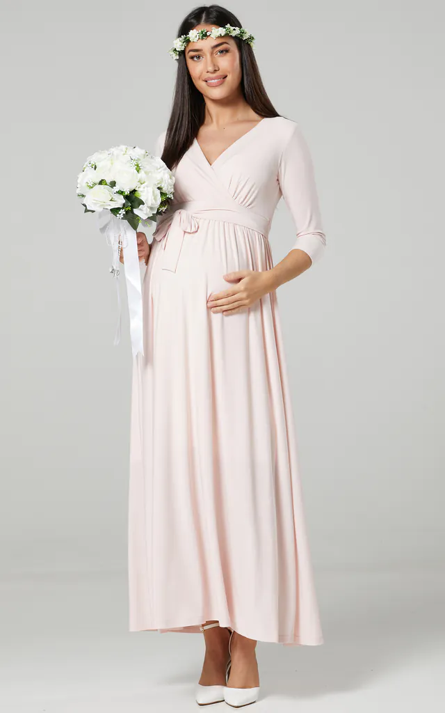 Maternity Nursing Wedding Guest Maxi Baby Pink Dress | Happy Mama | SilkFred Maternity Nursing Wedding Guest Maxi Baby Pink Dress | Happy Mama | SilkFred