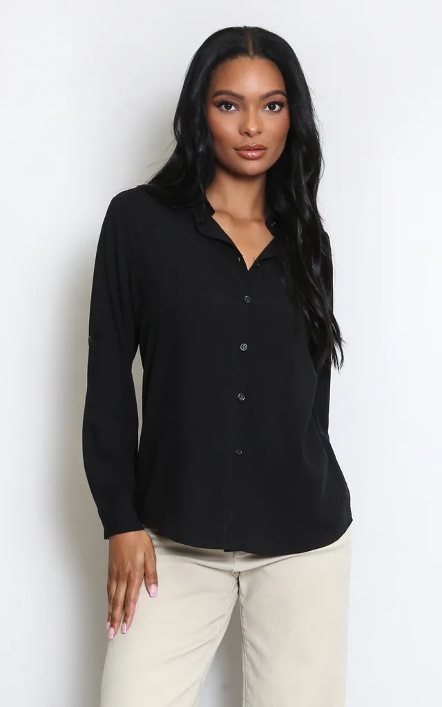 Tailored Button Front Black Blouse | Dressed In Lucy | SilkFred Tailored Button Front Black Blouse | Dressed In Lucy | SilkFred