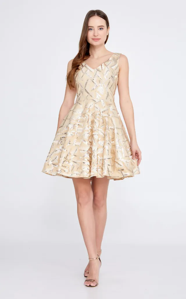 Embroidered and Sequin Embellished Flared Dress | Lucky Miami | SilkFred Embroidered and Sequin Embellished Flared Dress | Lucky Miami | SilkFred