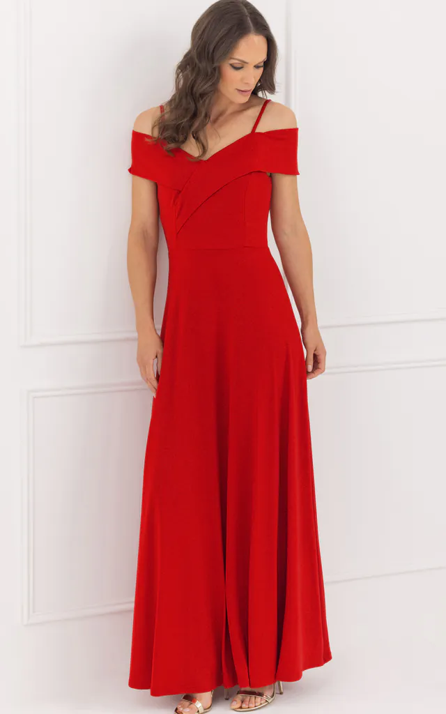 Bardot Shimmer Maxi Dress in Red | Klass | SilkFred Bardot Shimmer Maxi Dress in Red | Klass | SilkFred