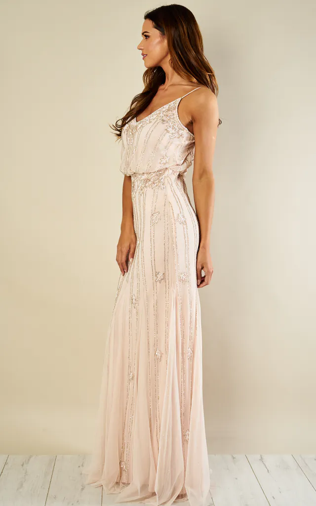 Keeva Maxi Bridesmaids Wedding Dress (Nude) | Lace & Beads | SilkFred Keeva Maxi Bridesmaids Wedding Dress (Nude) | Lace & Beads | SilkFred