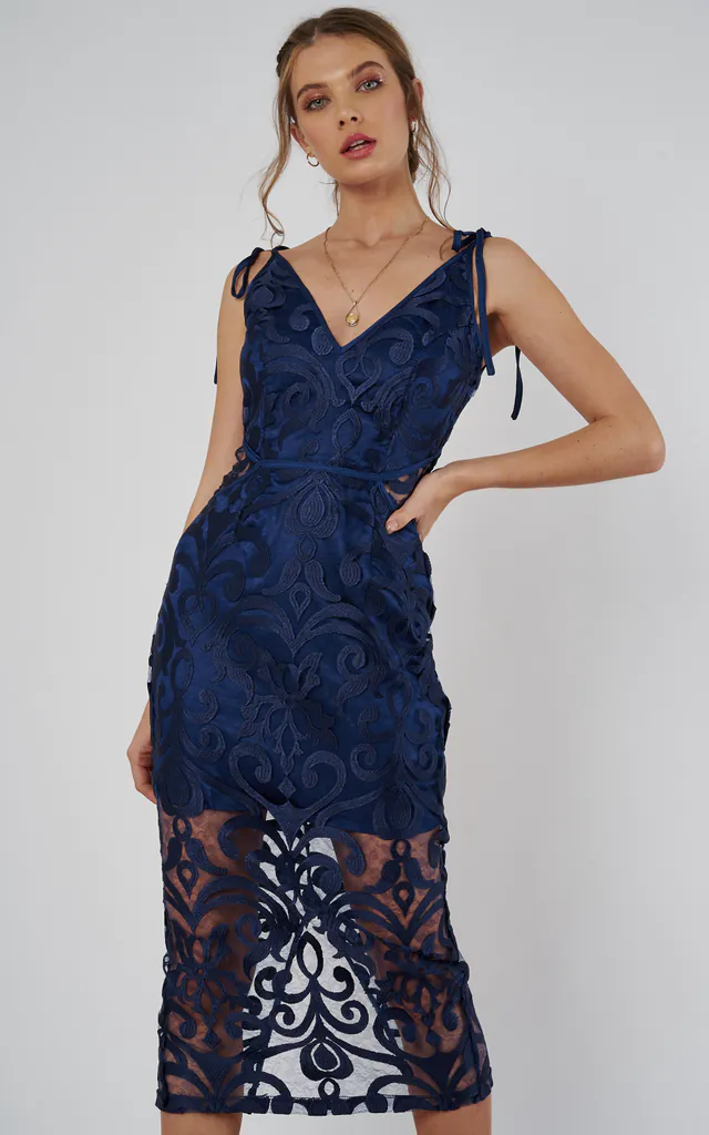 finders keepers blue dress FINDERS KEEPERS Poppy Knit Midi Dress Blue