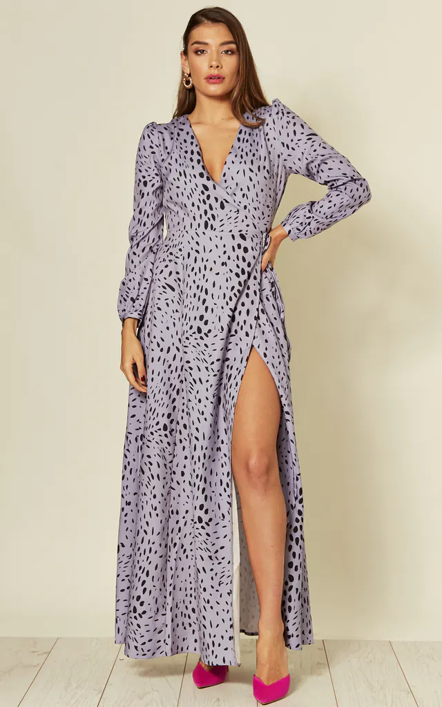 long sleeve dalmatian print dress NEW Dalmatian Print Tie Neck Smock Dress