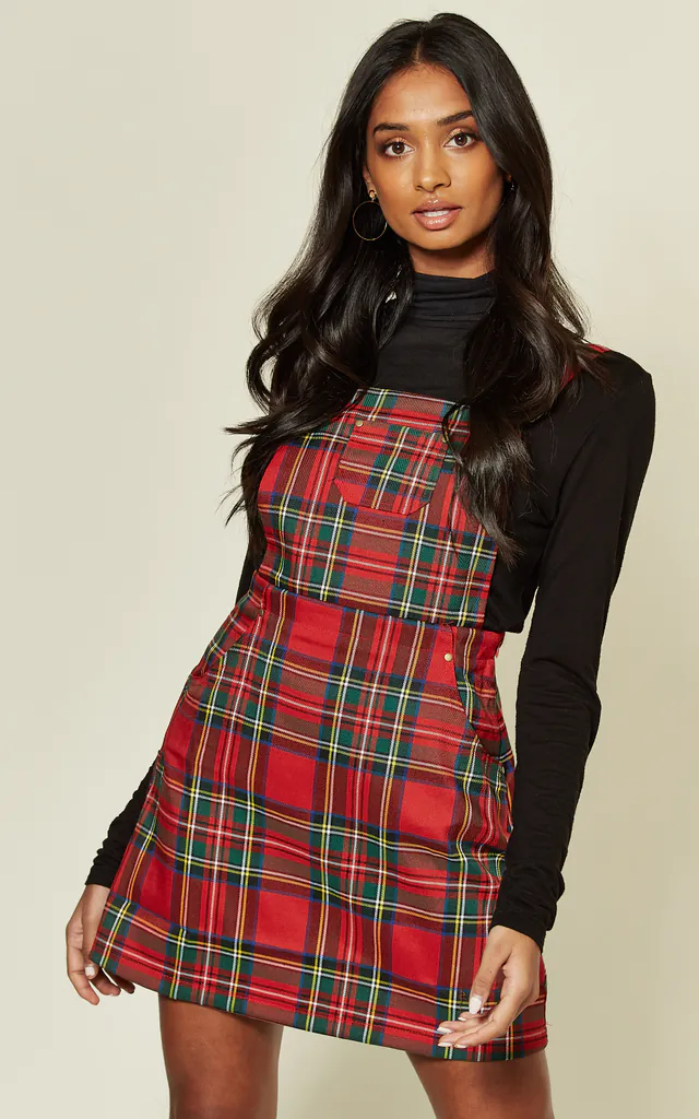 Red Tartan Check Pinafore Dress | MISSTRUTH | SilkFred Red Tartan Check Pinafore Dress | MISSTRUTH | SilkFred