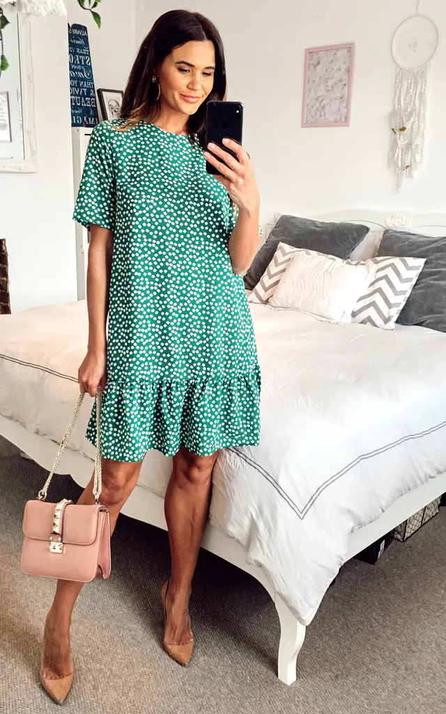 ax paris green floral dress Green Floral Printed Frill Midi Dress AX Paris US