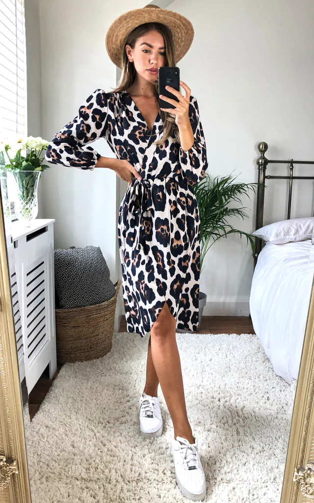 Leopard Print Long Sleeve Wrap Dress | Love | SilkFred Leopard Print Long Sleeve Wrap Dress | Love | SilkFred