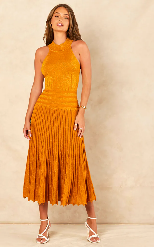silkfred pleated dress Long Sleeve Pleated Midi Dress In Dark Green | FS Collection
