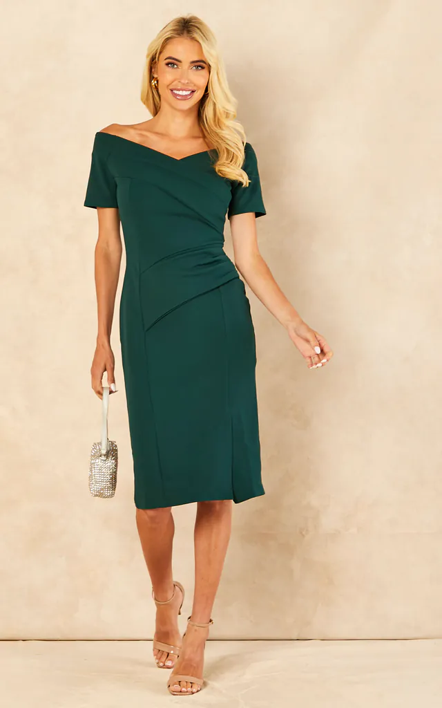 Bardot Off Shoulder Dress Green | Feverfish | SilkFred Bardot Off Shoulder Dress Green | Feverfish | SilkFred