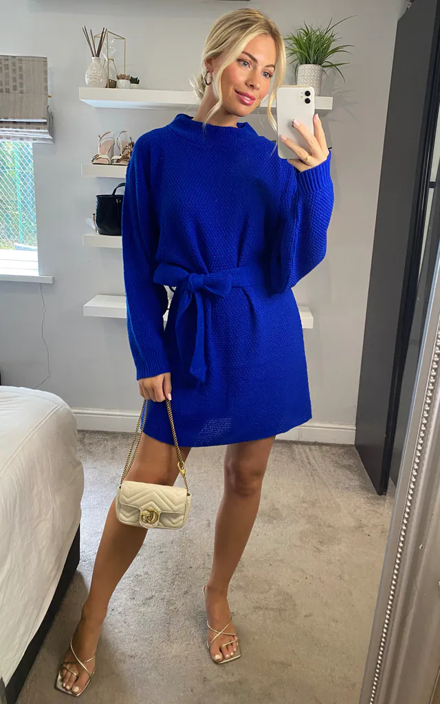 Royal Blue Mini Knitted Jumper Dress | Glamorous | SilkFred Royal Blue Mini Knitted Jumper Dress | Glamorous | SilkFred