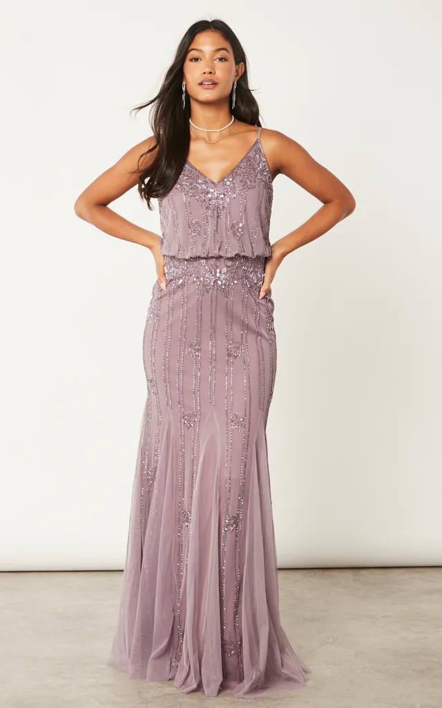 lace & beads keeva maxi dress Keeva Grey Bridesmaid Maxi Dress Lace & Beads