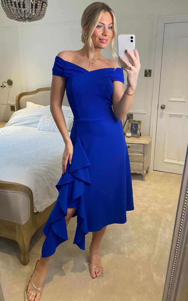 Desiree Frill Fit & Flare Dress, Royal Blue | JOLIE MOI | SilkFred Desiree Frill Fit & Flare Dress, Royal Blue | JOLIE MOI | SilkFred
