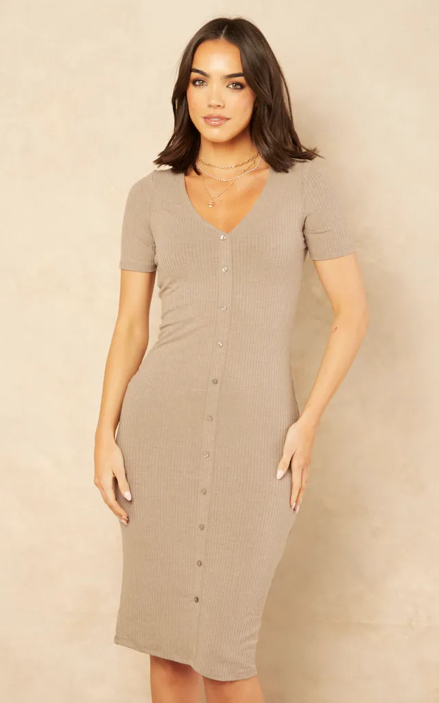 button up bodycon midi dress Button Detail Workwear Midi Dress