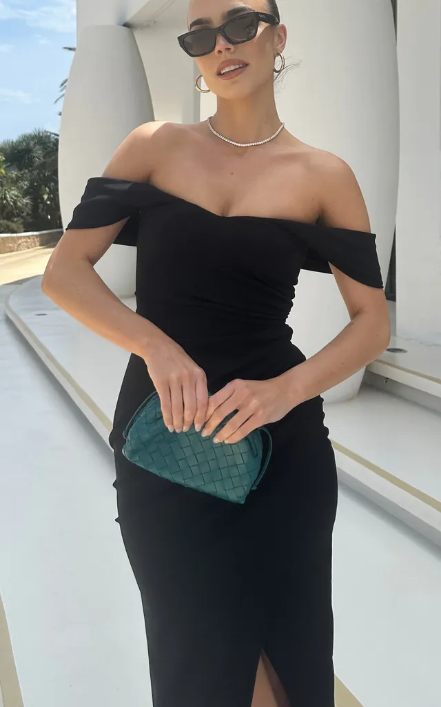 black bardot ruched side jumper dress black bardot ruched side jumper dress