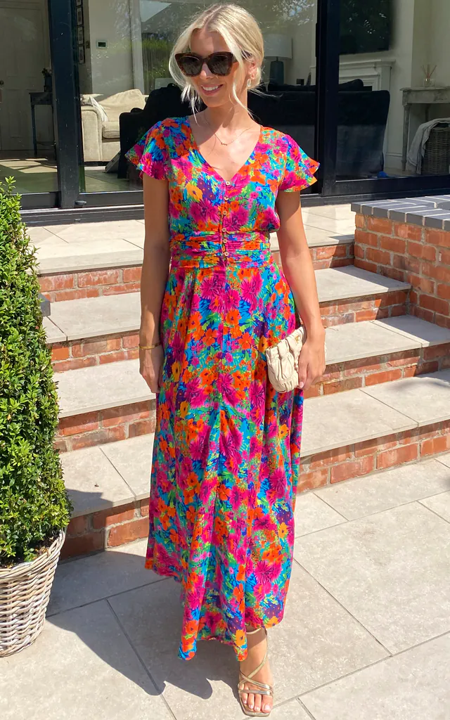 ruched front maxi dress Ruched Front Scoop Maxi Dress