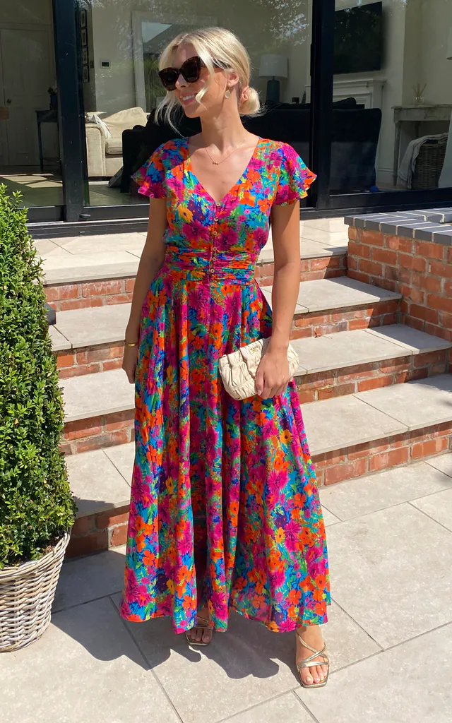 izabel maxi dress Floral Maxi Dress Izabel London Clothing Floral Long Sleeve Lace Trim Maxi Dress Izabel London