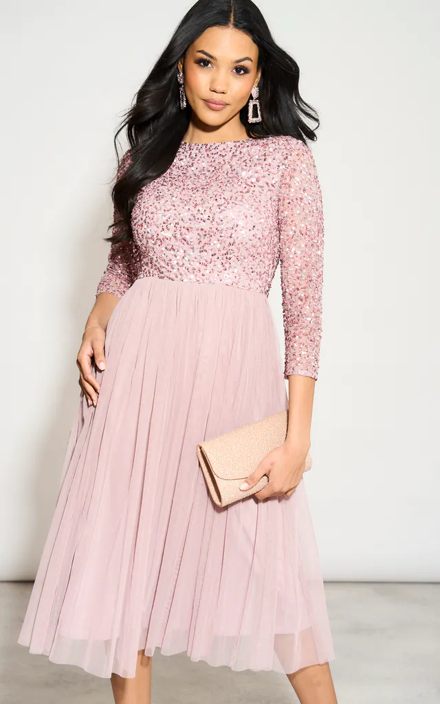 angeleye sequin wrap cocktail midi dress product info and reviews Angeleye Long Sleeve Sequin Dress Bridesmaid dresses Red