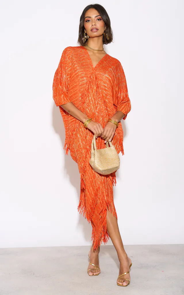 orange silk midi dress ASOS Design - Midi Dress - Women - Polyester/Spandex - 10 US