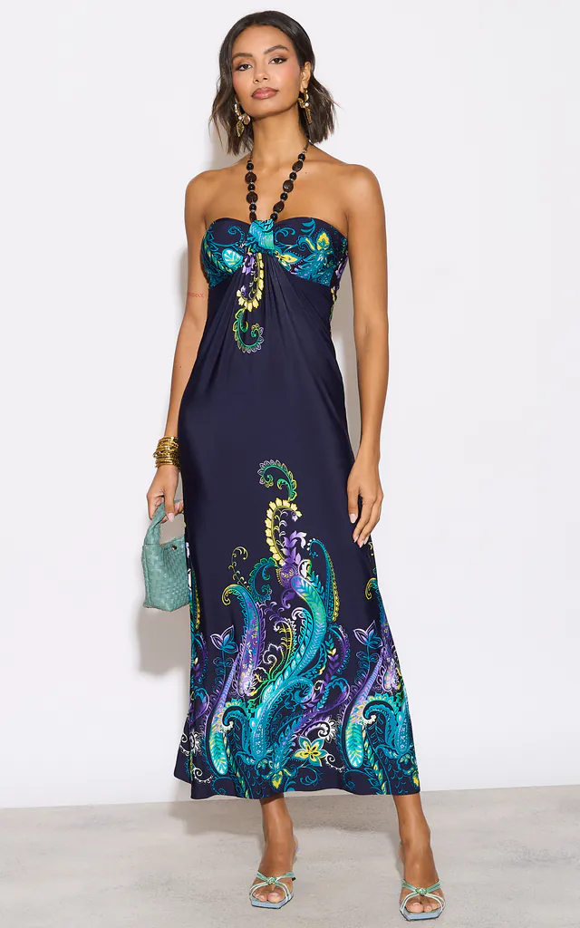 Teal Boho Halter Neck Maxi Dress | Izabel London | SilkFred Teal Boho Halter Neck Maxi Dress | Izabel London | SilkFred