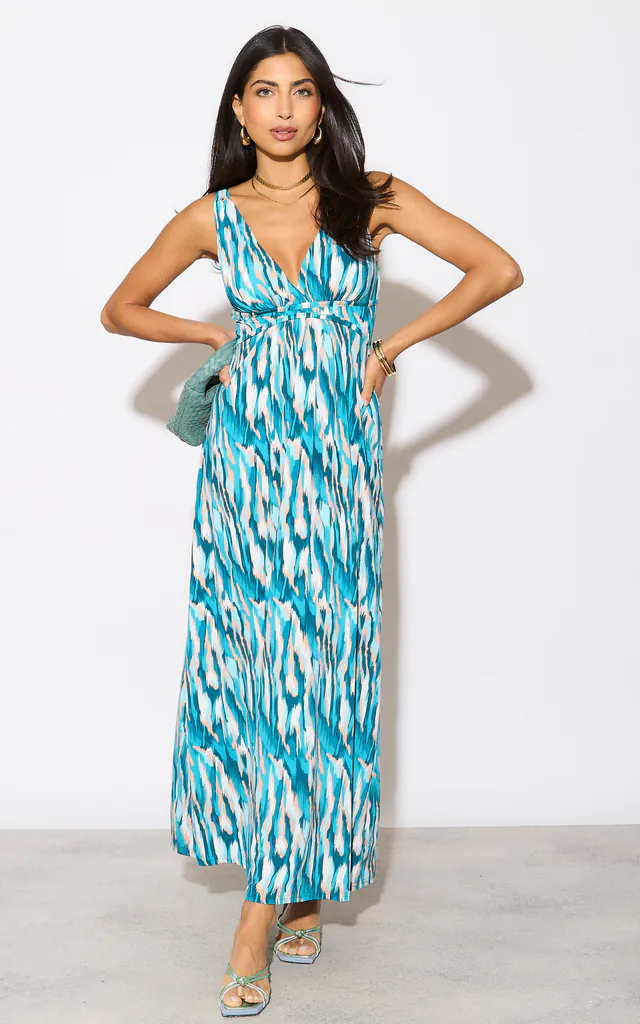 Multi Green Printed Empire Waist Maxi Dress | Izabel London | SilkFred Multi Green Printed Empire Waist Maxi Dress | Izabel London | SilkFred