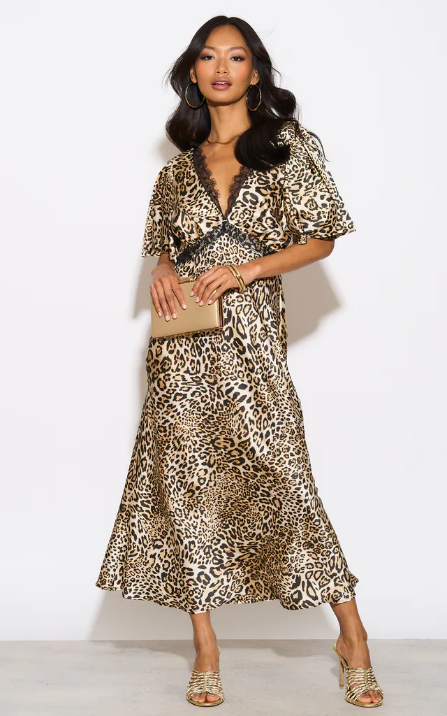 Leopard Printed Lace Insert Midi Dress | Needs No Label | SilkFred Leopard Printed Lace Insert Midi Dress | Needs No Label | SilkFred