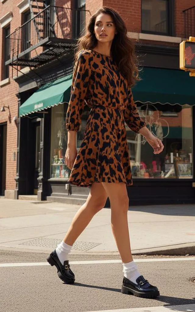 camel skater dress Camel Animal Print Pleated Skater Dress | AX Paris