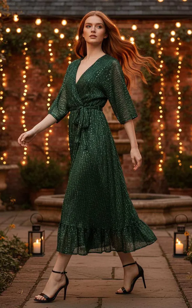Sequin Plunge Maxi Dress in Forest Green | Bella and Blue | SilkFred Sequin Plunge Maxi Dress in Forest Green | Bella and Blue | SilkFred