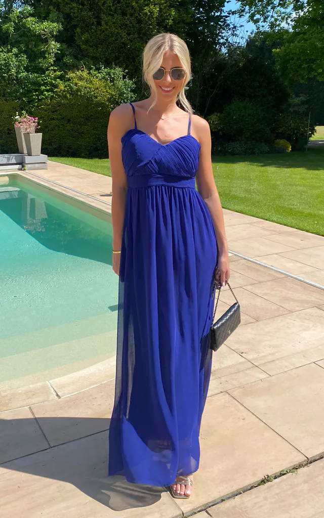 Strappy Chiffon Sweetheart Maxi Dress in Royal Blue | CY Boutique | SilkFred Strappy Chiffon Sweetheart Maxi Dress in Royal Blue | CY Boutique | SilkFred
