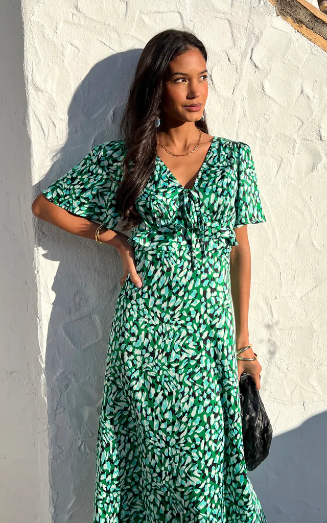 Amazon green print maxi dress with frill detail | D.Anna | SilkFred Amazon green print maxi dress with frill detail | D.Anna | SilkFred