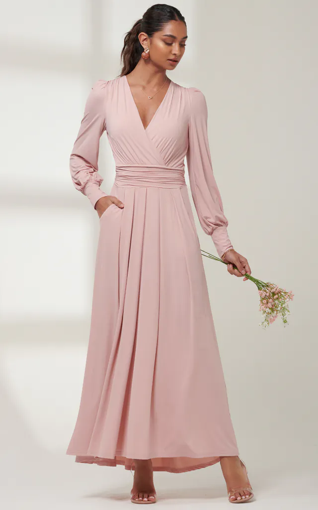 Giulia Long Sleeve Maxi Dress, Dusty Pink | JOLIE MOI | SilkFred Giulia Long Sleeve Maxi Dress, Dusty Pink | JOLIE MOI | SilkFred