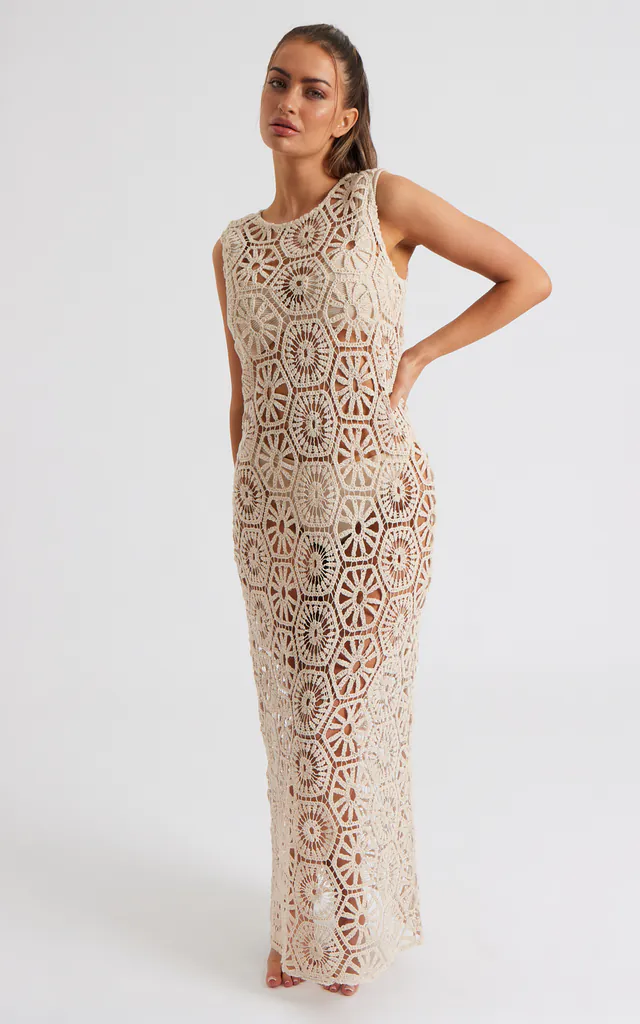urban crochet dress Abby Crochet Top Midi Dress Small