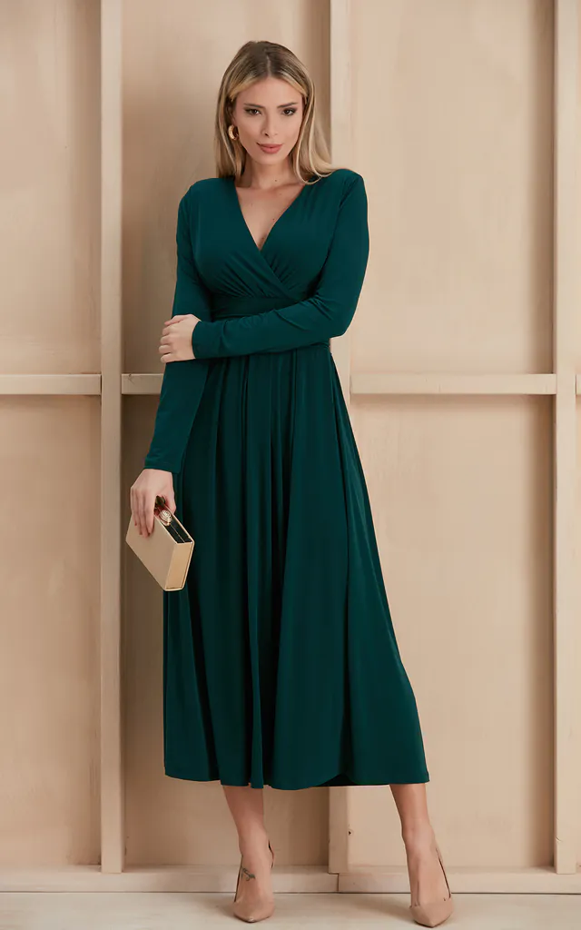 Long Belt Maxi Dress in Dark Green | Jenerique | SilkFred Long Belt Maxi Dress in Dark Green | Jenerique | SilkFred