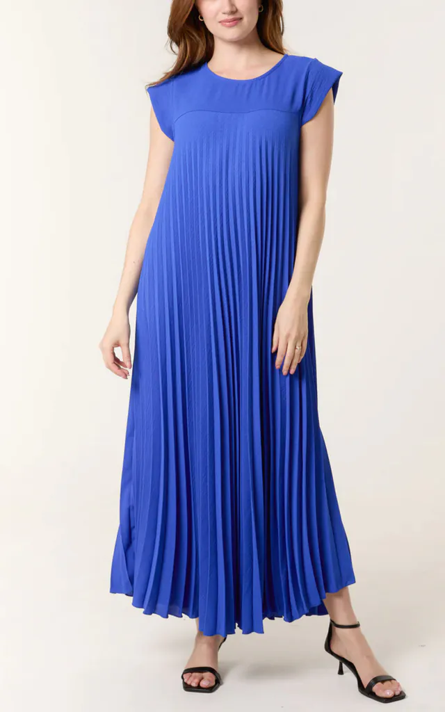 blue cap sleeve maxi dress Navy-Blue Short Sleeves Sequinned Fit and Flare Maxi Dress