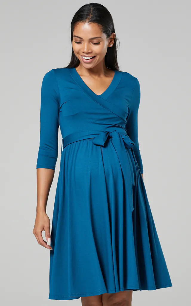 Maternity Wrap Jersey Empire Waist Dress in Bottle Green | Happy Mama | SilkFred Maternity Wrap Jersey Empire Waist Dress in Bottle Green | Happy Mama | SilkFred