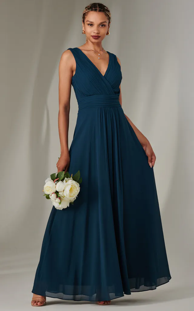 dark teal chiffon dress Teal Bridesmaid Dresses,Full Length Bridesmaid Dress,Elegant Bridesmaid Dress,BD00311, US24W / Royal Blue