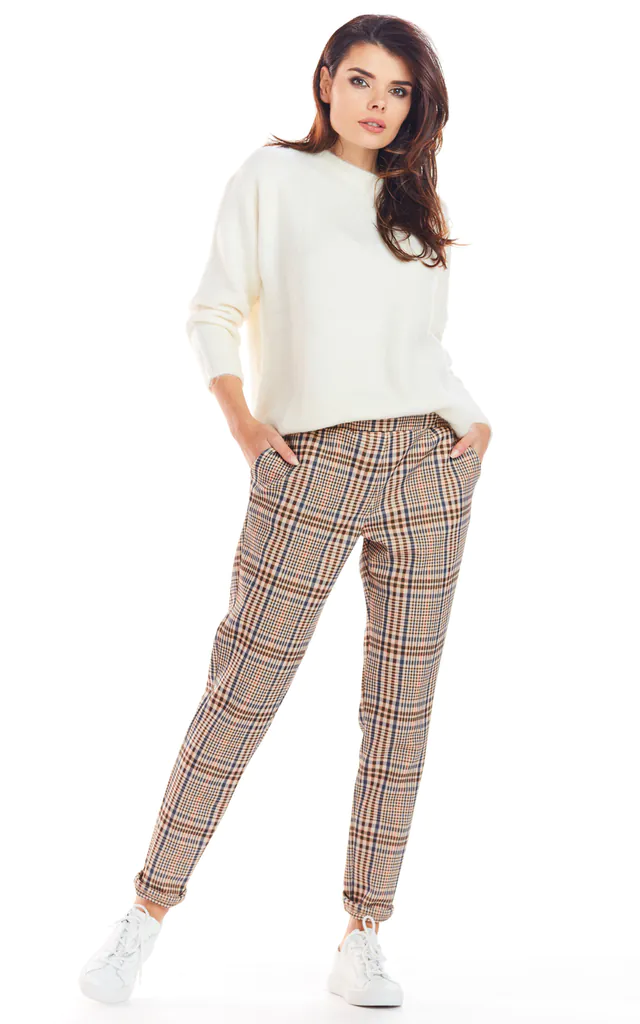 checked cigarette trousers Cigarette Trousers in Brown Check Pattern | AWAMA checked cigarette trousers Cigarette Trousers in Brown Check Pattern | AWAMA