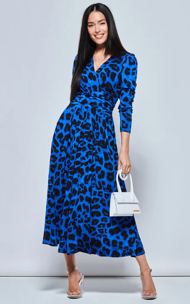 blue animal print prom dress strapless open back dress Strapless Long Leopard-Print Prom Dress with Back Bow Animal Print / 6