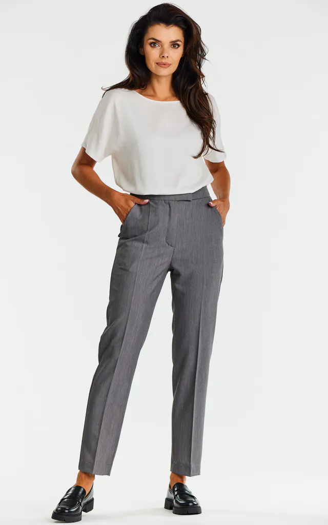 cropped cigarette trousers Lafayette 148 New York Manhattan Pants CORE Tailored through the waist and hip Utoimkio High Waist Front Pleated