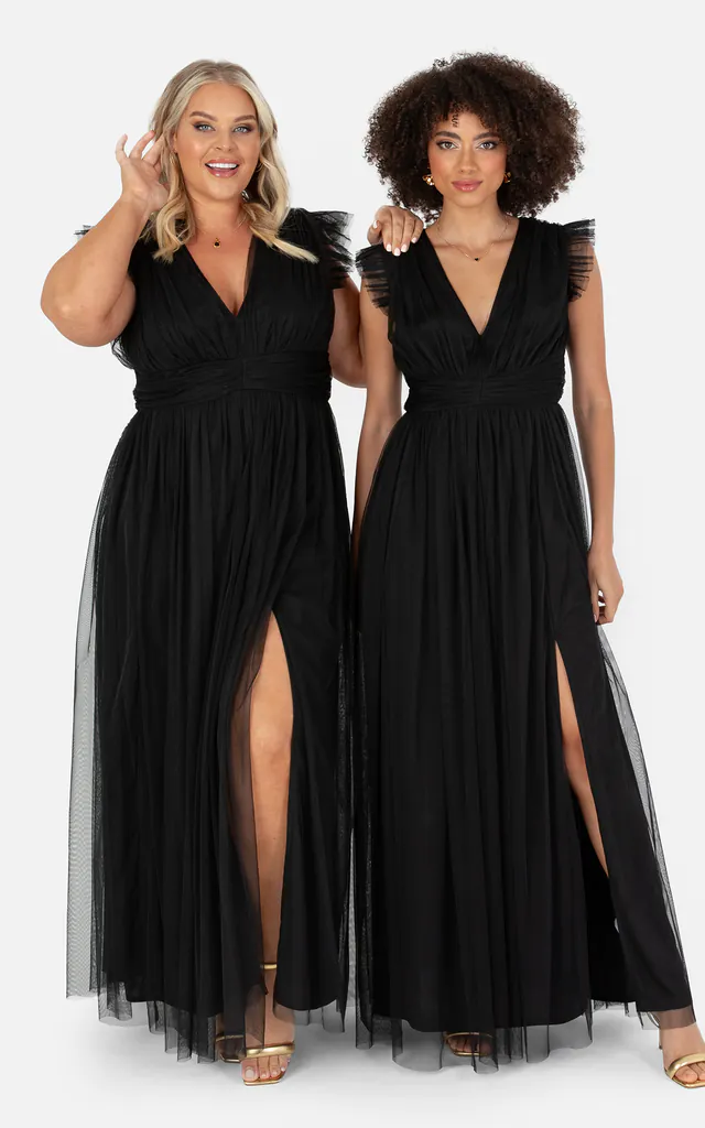 Recycled Black Flutter Sleeve Bridesmaid Maxi Dress | Anaya With Love | SilkFred Recycled Black Flutter Sleeve Bridesmaid Maxi Dress | Anaya With Love | SilkFred