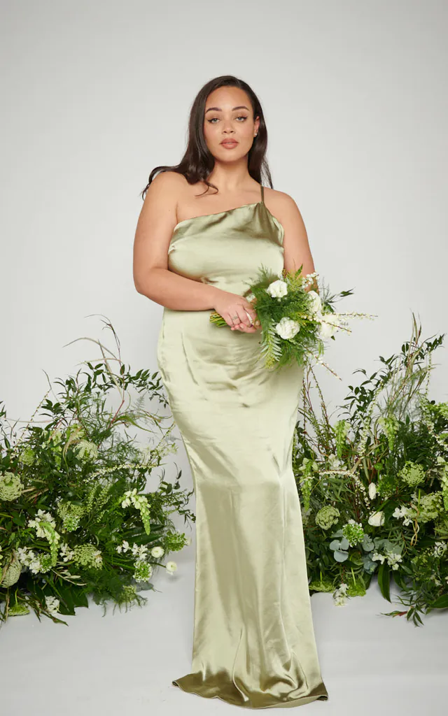 matte satin olive bridesmaid dresses Olivia Matte Satin Maxi Dress | Olive