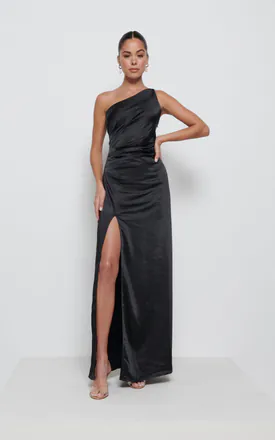 amelia ruched maxi bridesmaid dress pretty lavish Amelia Crepe Ruched Maxi Bridesmaid Dress Flash Sales