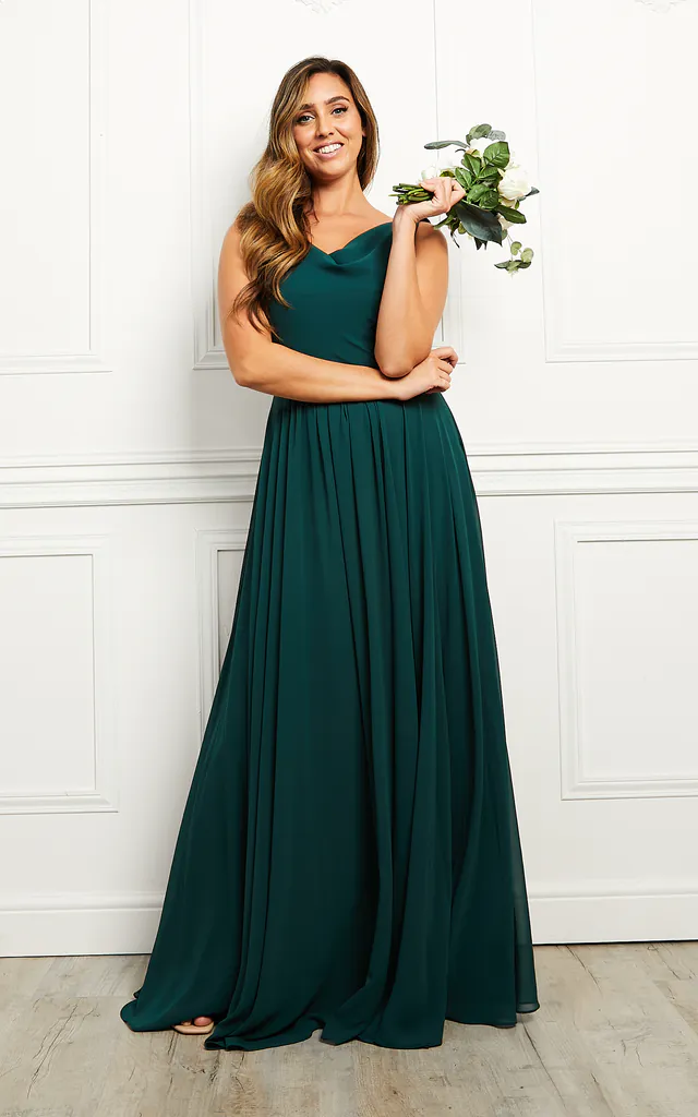 Cressida Forest Green Cowl Neck Chiffon Bridesmaids Maxi Dress | Sisterhood Bridesmaids | SilkFred Cressida Forest Green Cowl Neck Chiffon Bridesmaids Maxi Dress | Sisterhood Bridesmaids | SilkFred