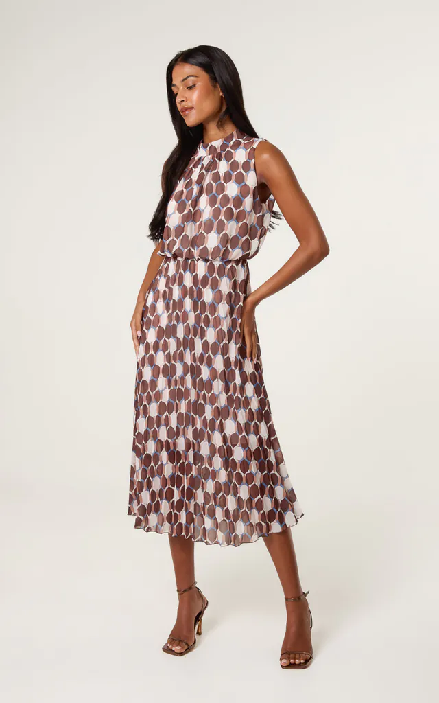 geometric print pleated dress HUGO geometric-print Pleated Dress | Red