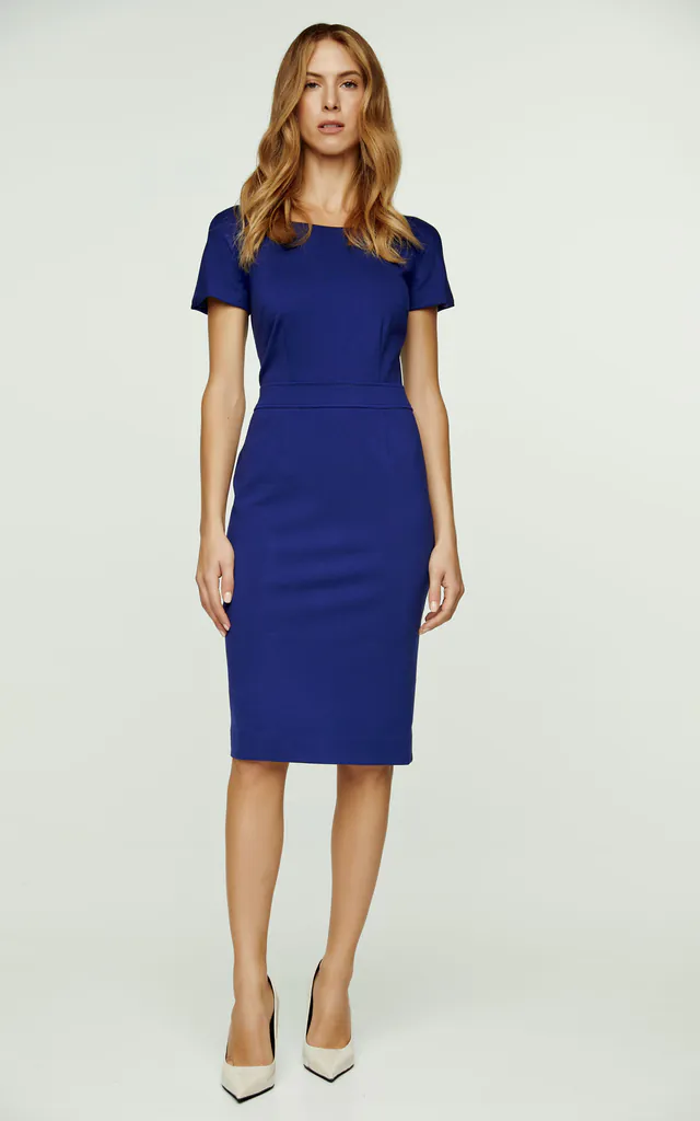 Fitted Electric Blue Cap Sleeve Dress Punto | Conquista Fashion | SilkFred Fitted Electric Blue Cap Sleeve Dress Punto | Conquista Fashion | SilkFred