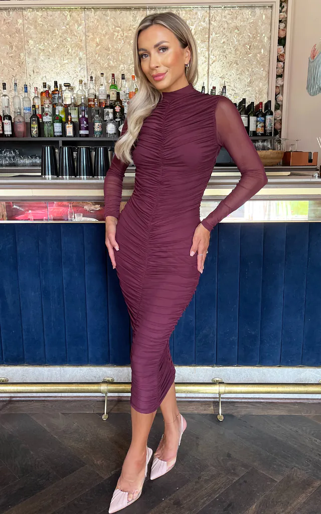Long Sleeve Plum Bodycon Midi Dress Inspire Chic Women's Evening Fishtail Long Sleeve Sequin Trim Bodycon Long Sleeve Plum Bodycon Midi Dress Inspire Chic Women's Evening Fishtail Long Sleeve Sequin Trim Bodycon