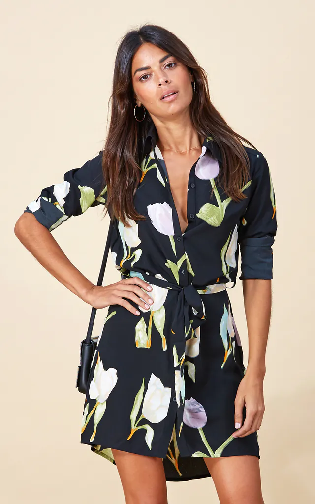 dancing leopard mini shirt dress Jonah Mini Shirt Dress in Small Green Leopard | Dancing Leopard