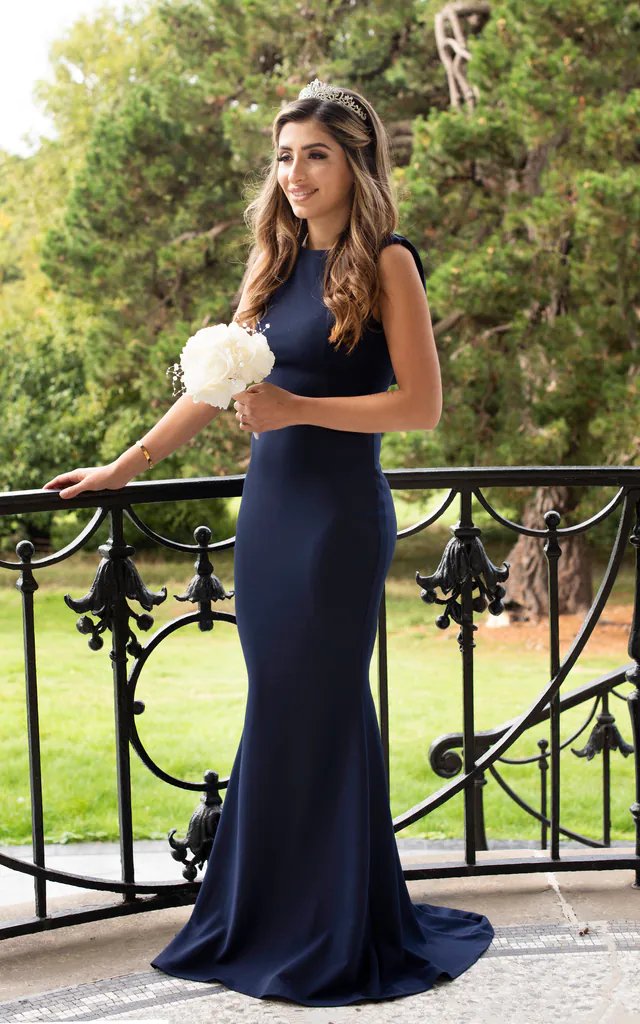 ERIS BRIDESMAID MAXI FISHTAIL DRESS IN NAVY | Saint A | SilkFred ERIS BRIDESMAID MAXI FISHTAIL DRESS IN NAVY | Saint A | SilkFred